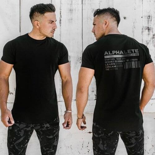Summer Casual fashion black t-shirt Men Gyms Fitness Short sleeve shirt Male Bodybuilding Workout Tees Tops Clothes Men Apparel