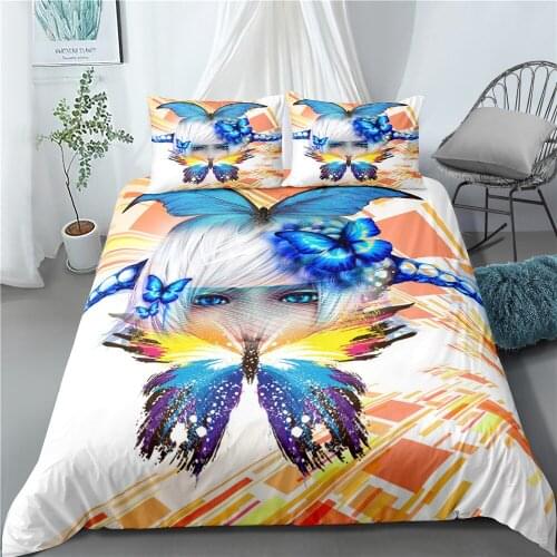Three-piece butterfly set goods for home and comfort high quality 3D cartoon bedding set 3D printed bedding