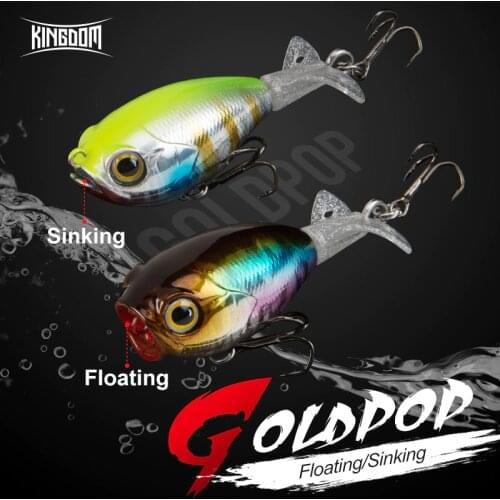 Kingdom Fishing Lures 35mm 5.5g 9g Floating Popper&Sinking Pencil Hard Bait Soft Rotating Tail Topwater Wobblers Fishing Tackle