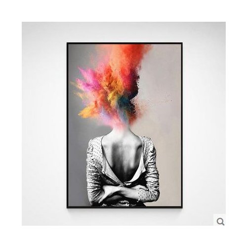 Fashion Art Woman With Bomb Colorful Hair Picture Canvas Print Wall Picture for Living Room Modern Home Decoration Poster