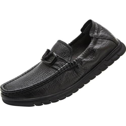 Fashion new mens shoes 2021 new leather casual shoes light soft comfortable breathable elastic mens shoes embossed leather sho