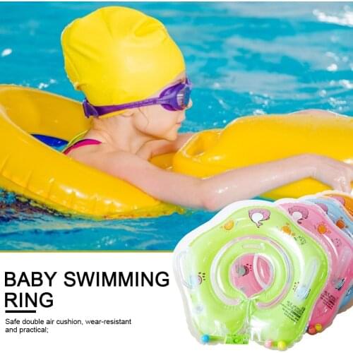 Cartoon Printing Inflatable Float Ring Newborn Baby Neck Float Ring Inflatable Water Floating Drink Cup Holder Accessory