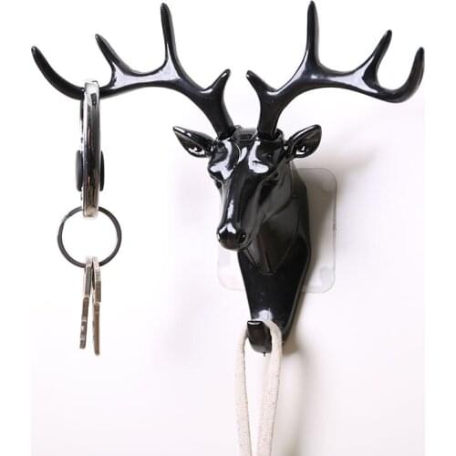 Wall hanging hook vintage deer head antlers hanging clothes hat scarf key kitchen shovel spoon hanger wall decoration
