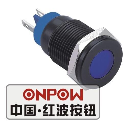 ONPOW 16mm Metal LED Waterproof Signal lamp, Black plated brass indicator lamp, indicator light (GQ16T-D/B/6V/A) CE,RoHS