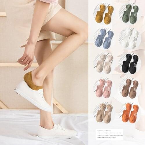 CA076 10 Pairs Simple Cute Short Sock Shallow Mouth Breathable Breathable Sweat Women Cotton Invisible Socks Spring Summer