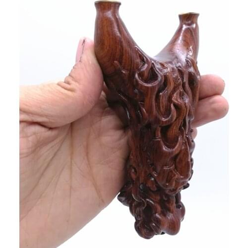Solid Wood Red Sandalwood Copper Head Slingshot Outdoor Entertainment Slingshot Cnc Engraving Leading Flat Leather Slingshot