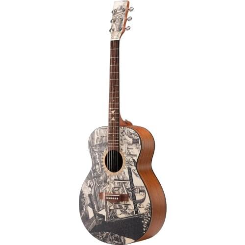 GENERAL SOUND Veneer Acoustic Guitar 41-inch Full Size Folk Guitar Spruce Wood Top Closed Turning Peg &Gig Bag/ Picks/ Truss Rod
