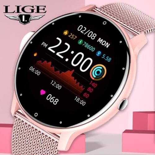 LIGE Fashion Smart Watch Women Men Sport Watch Heart Rate Blood Pressure Fitness Tracker Waterproof Smartwatch For iOS Android