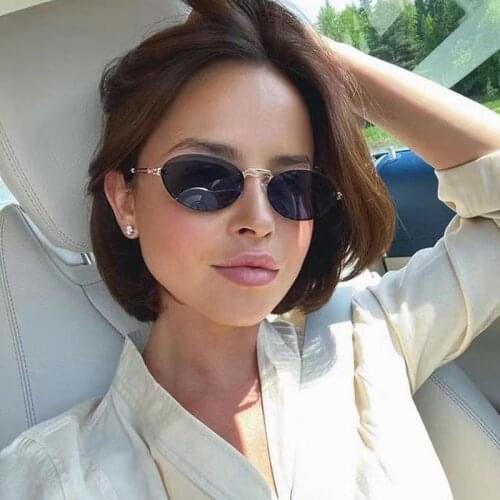2021 New Vintage Metal Frame Oval Sunglasses Women Fashion Punk Sun Glasses Men Cool Driving Shades Female Oculos Feminino UV400