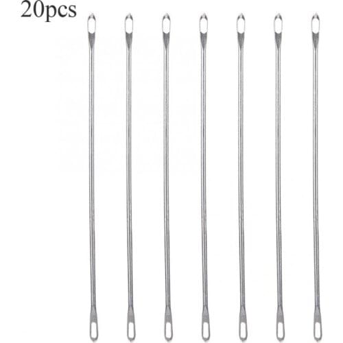 20 Pcs Double Eye Needle Metal 9cm Long Transfer Needle Knitting Machine Knitting Needles DIY Craft Sewing Tool Accessory