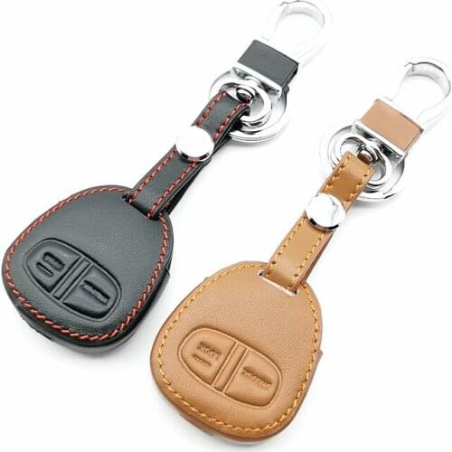 Super Quality 100% Leather Cover Wallet Key Remote Case For Mitsubishi Outlander ASX Colt LANCER Grandis Pajero Sport 2 Buttons