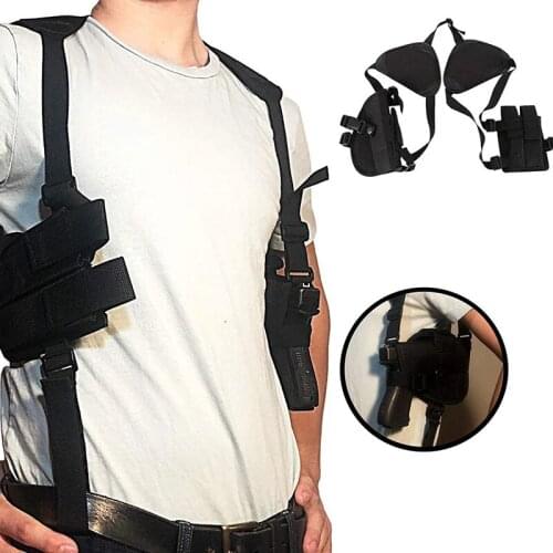 Tactical Universal Left/Right Hand Gun Holster Concealment Gun Carry Shoulder Holster Pouch with Dual Magazine Pouch Tools Pouch