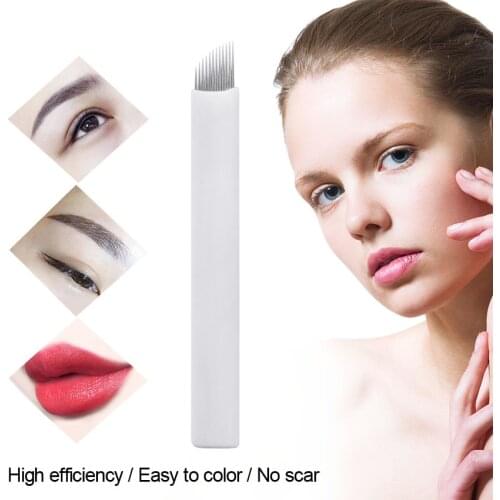 Tattoo Needles Permanent Makeup Blades 12Pin 500Pcs Microblading Needles for Eyebrow Lip Eyeliner Manual Pen Pigment Embroidery