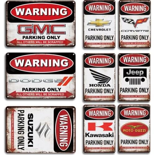 Vintage Warning Ford Parking Only Metal Poster Tin Sign Retro Parking Metal Poster Decorative Plaques Shabby Chic Garage Decor