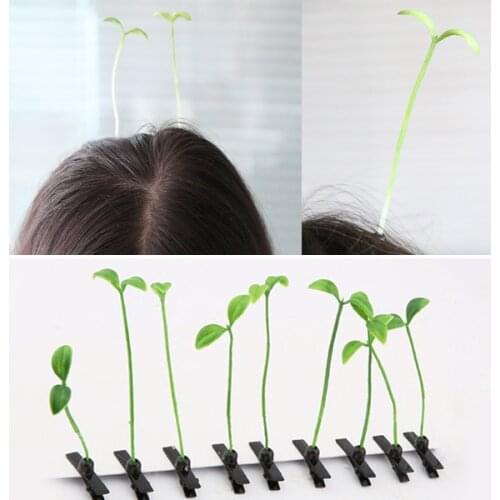 2pcs Hair Clip Plants Show Moe Artifact Small Bean Sprouts Miaofa Clip Head Long Grass Wacky Cartoon Headdress Flower