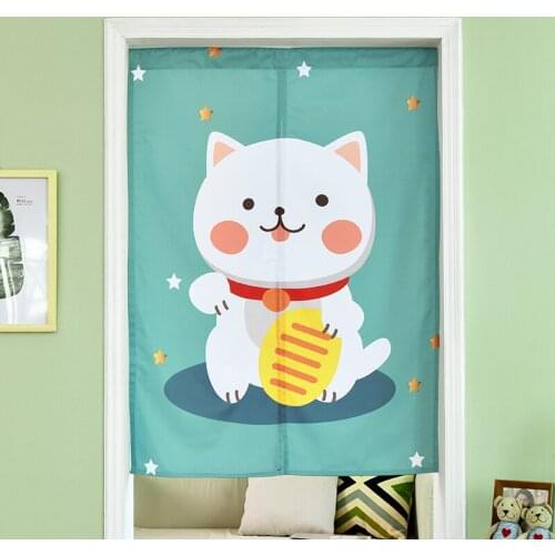 Cute cat Door Curtain Linen Tapestry Children Study Bedroom Home Decor Bedroom Kitchen Curtain