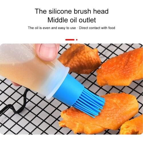 1PC/3PCS Portable Silicone Oil Bottle With Brush Grill Oil Brushes Liquid Oil Pastry Kitchen Baking BBQ Kitchen Tools For BBQ