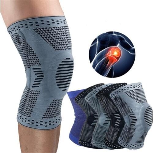 1pc Outdoor Knee Support Silicone Men Women Knitted Sports Knee Pads Running Fitness Elastic Wrap Brace