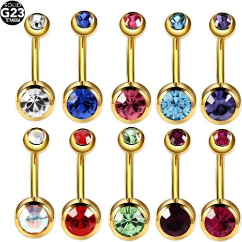 1PC Titanium Crystal Screw Studs Navel Ring Helix Piercing Bohemia Ombligo Pircing Woman Sexy Bell Button Rings Body Jewelry