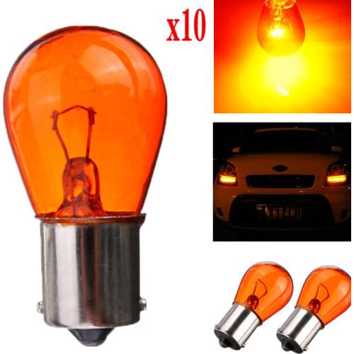 10Pcs/Set 1156 BA15S 581 21W Amber Car Auto Scooter Indicator Break Parking Turn Light PY21W DC12V Halogen Lamp Bulb Bulb Lamp