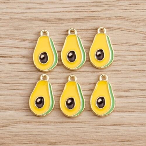 10pcs/lot 10*17mm Enamel Avocado Charms Pendants Necklace Earrings Cute Fruit Pear Charms DIY for Jewelry Accessories Making