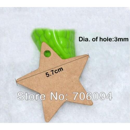 1000pcs/lot 5.7*5.7cm Shabby Chic Star Edge Brown Kraft Blank Hang Craft Retro Gift tag,custom logo size tag need extra cost