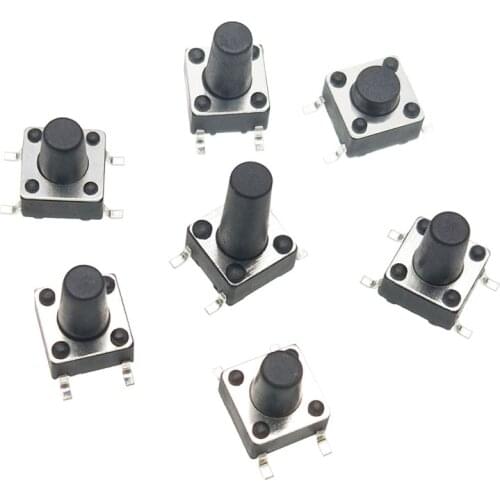 20pcs/lot 6x6x4.3mm Push Button Switch Tactile Switch SMD 4PIN 12V Touch Micro switches Height: 4.3MM~10MM 4.3/5/6/7/8/9/10