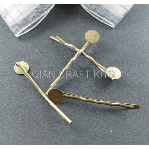 250pcs 42mm Antiqued Bronze Color Hair Pins hair clips with 6mm glue on Pad lead nickle free