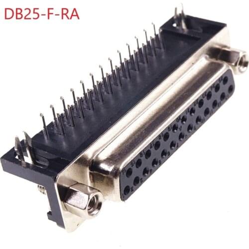 5Pcs D-SUB 25 Position Connector Receptacle Female Socket 25 Pin 2 Rows Pin Right Angle Through PCB Rectangular I/O Connectors