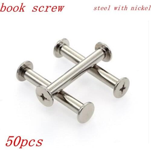 50pcs/lot M5*5/6/8/10/12/15/20/25/30/35/40/45/50 Nickel plated Account Books Screw,Books Butt Screw, Photo album screw