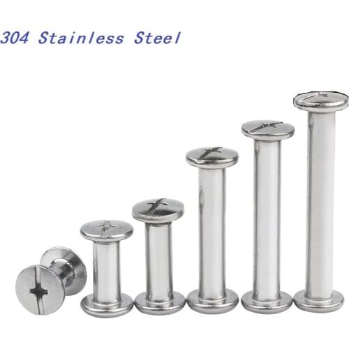 50PCS/lot M5*6MM-100MM 304 Stainless Steel Chicago Screw Stud Rivet Books Butt Screw Photo Album Binding Screw