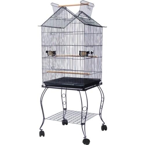 59x59x145cm 4 Casters Iron Wire Bird Cage Cockatiel Canary Love Bird Parrot Cage With Skylight Outdoor Birdcage Pet Supplies HWC