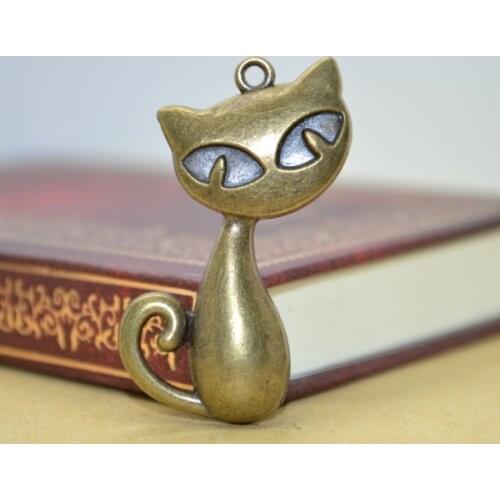 8Pcs Zinc Alloy Charms Antique Bronze Plated cat Charms Pendants Metal Jewelry Findings Fit DIY 39*20mm 1443