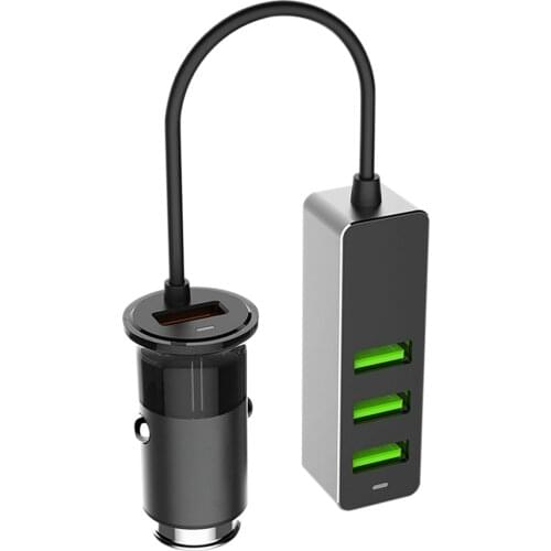 12-24V Lighter USB Port Fast Charging Aluminum Alloy Car Charger Portable Accessories Mini Long Cable For Phone