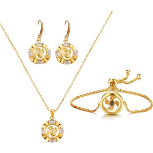 Bettyue Fashion Style Windmill Appearance Earring And Necklace Noble Jewelry Sets Adjustable Bracelet CZ Charming Decoration