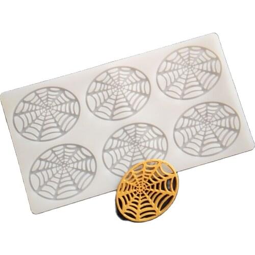 Spider Web Chocolate Mold Cobweb Silicone Mould Transfer Sheet Halloween Cake Decorating Chablon DIY Garnish For Desser K654