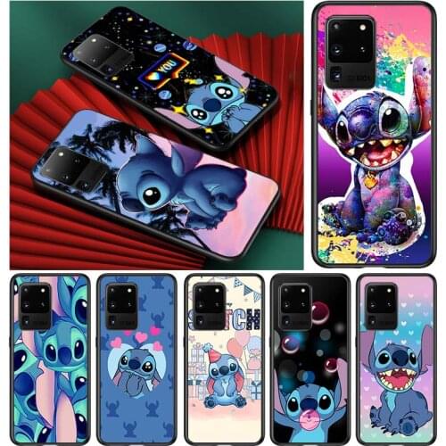Stitch lovely disney cartoon for Samsung S20 FE Ultra Plus A91 A81 A71 A51 A41 A31 A21 A11 A72 A52 A42 A22 Soft Black Phone Case