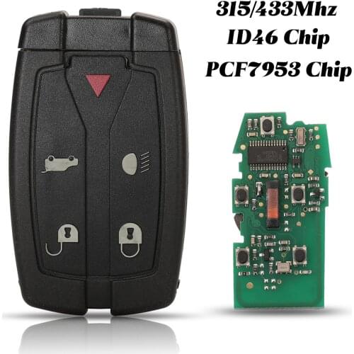 Jingyuqin 5 Button 315/433Mhz ID46 PCF7953 Chip Remote Car Key Fob For Land Rover Freelander 2 3 Ranger Rover Evoque Discovery 4