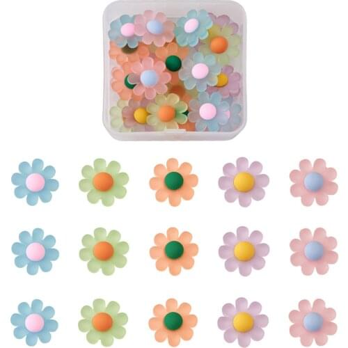 30-40Pcs/Box Daisy Flowers Resin Flatback Cabochons DIY Earrings Headwear Jewelry Making Accessories Phone Scrapbooking Decor