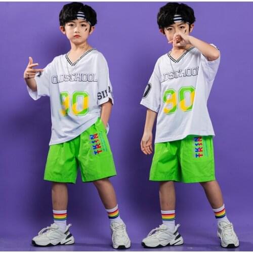 ChildrenS Day Hip Hop Clothes For Kids Boys Jazz Dance Costumes Street Dance Wear White Tops Loose Pants Rave Clothes DQS6859