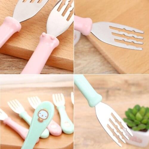 Stainless Steel Baby Fork Creative Simple Dessert Cake Fork Safety Cute Food Accessories