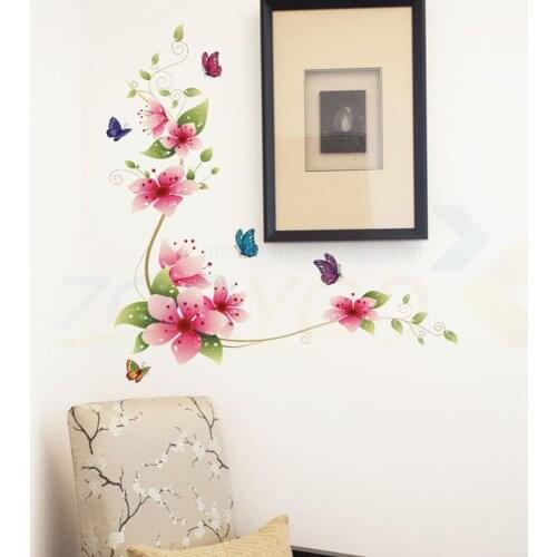 DIY Butterfly Blossom Flower home romantic wedding decoration wall stickers vinyl decals mural girls room flora stickers ZY2007