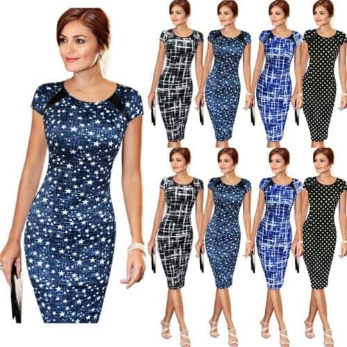 Elegant Women Office Business Work Tunic Party Pencil Dress Sexy bodycon short mini dresses Plus Size