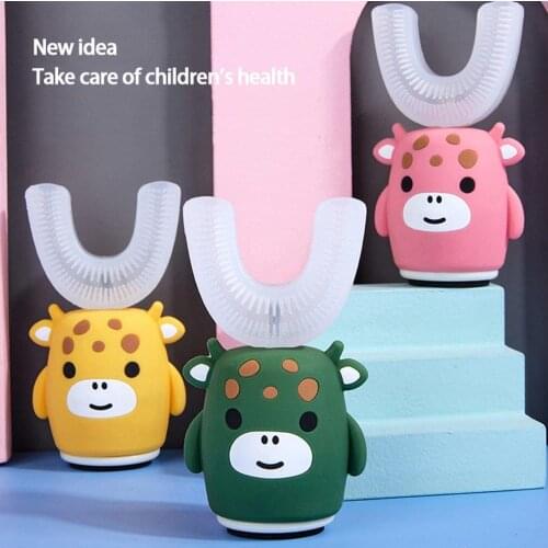 Smart U Shape Electric Toothbrush 360 Degrees Kids Sonic Music Silicon Automatic Ultrasonic Teeth Tooth Brush Cartoon Children