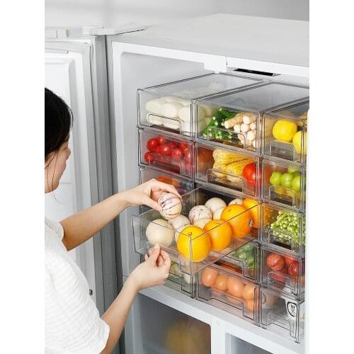 Refrigerator Drawer Storage Bin Fridge Food Box Stackable Vegatable Meat Container Freezer Cabinet Kitchen Pantry Home Organizer