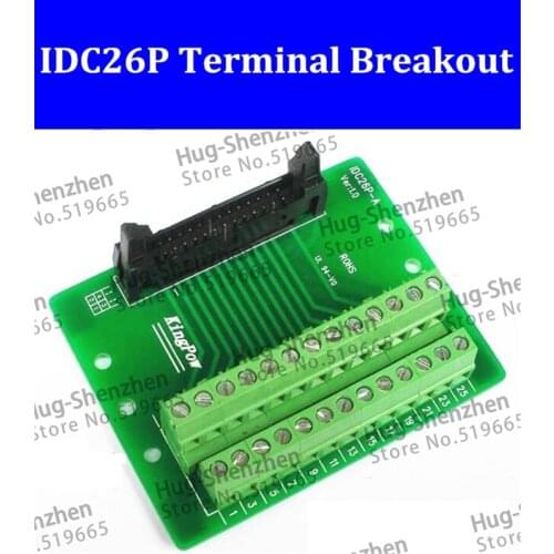 IDC26P IDC 26 Pin Male Connector to 26P Terminal Block Breakout Board Adapter PLC Relay Terminals DIN Rail Mounting