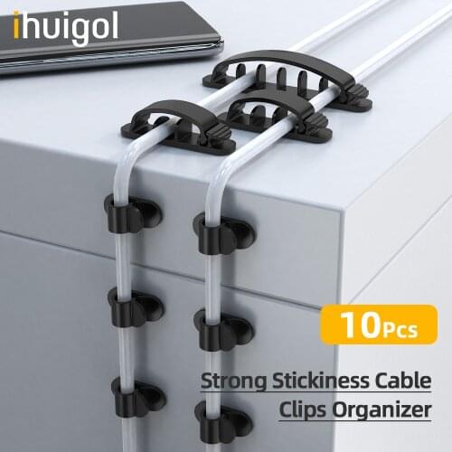 Ihuigol 10PCS Self-adhesive Wire Clamp Cable Winder Clips Storage Fixer Holder For Power Cords Earphone USB Charging Data Line