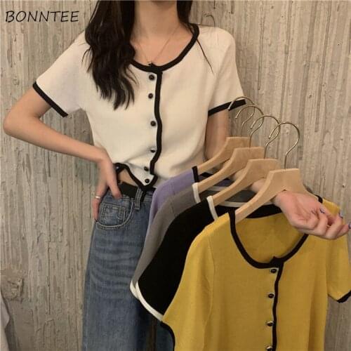 Cardigan Women Summer Short Sleeve Knitwear Thin Elegant Slim All-match Fashion Female O-neck Streetwear Korean Leisure Simple