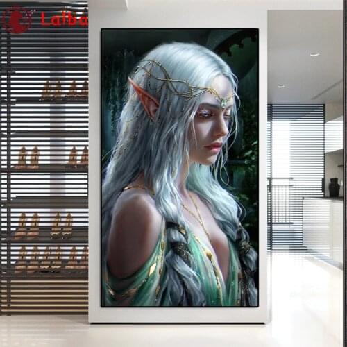 5D DIY Diamond Embroidery Fantasy art, elf girl Picture Of Rhinestone Diamond Painting Cross Stitch Mosaic New Arrival Wall Art