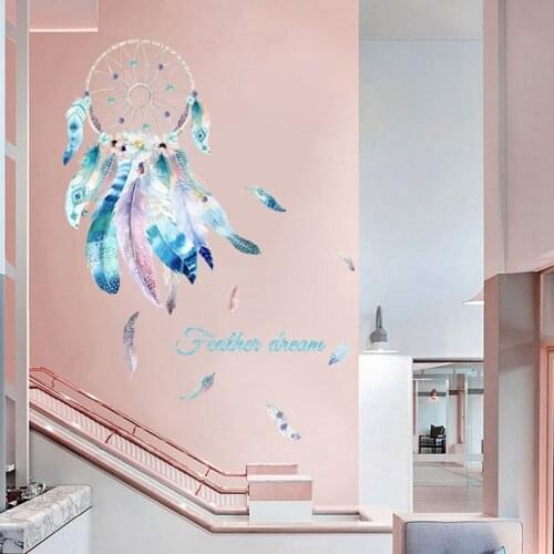 Dropship Gentle Literary Wind And Feathers Wall Stickers Window Wall Stickers Room Bar Flower Store Wall Decorations Home 2021